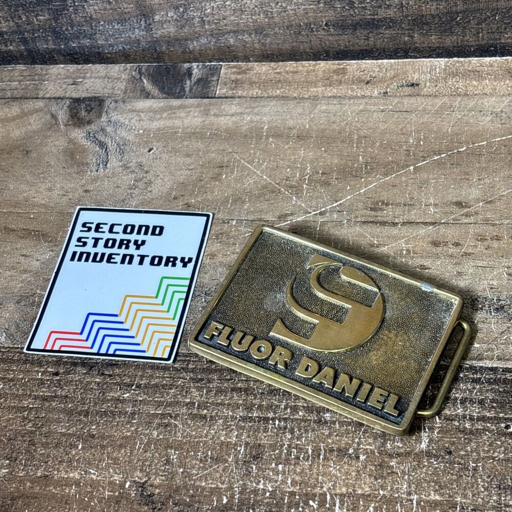 Vintage 1983 Solid Brass BTS Fluor Daniel Belt Buckle Oil Gas Pipeline Refinery